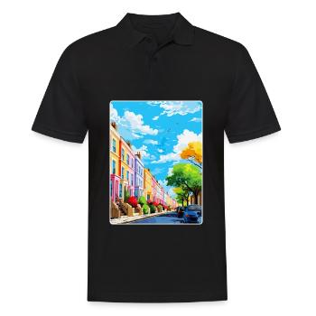 Notting Hill London England Uk Travel Poster WPA - Men's Polo Shirt - black - Front - Kai (181cm)