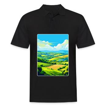 Camel Valley Cornwall England Uk Travel Poster WPA - Men's Polo Shirt - black - Front - Kai (181cm)