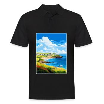 Coverack Cornwall England Uk Travel Poster WPA - Men's Polo Shirt - black - Front - Kai (181cm)