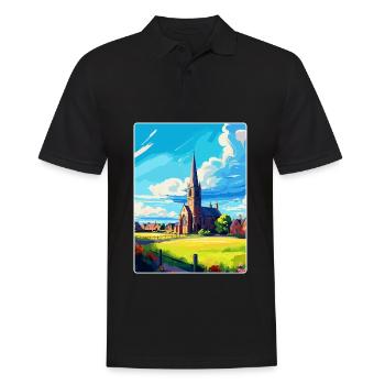 St Andrews Scotland Uk Travel Poster Souvenir WPA - Men's Polo Shirt - black - Front - Kai (181cm)
