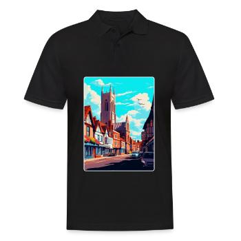 Hereford, England, Vereinigtes Königreich, Vintage, Reiseposter, Souvenir - Männer Poloshirt - Schwarz - Vorne - Kai (181cm)