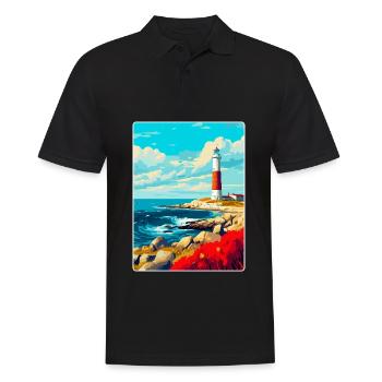 Portland Bill England Uk Reiseplakat Souvenir - Männer Poloshirt - Schwarz - Vorne - Kai (181cm)