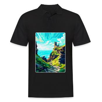 Château de Tintagel Angleterre Royaume-Uni Affiche de voyage souvenir - Polo Homme - noir - Devant - Kai (181cm)
