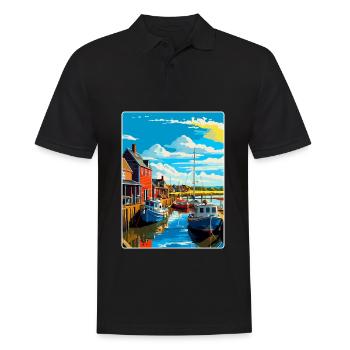 Whitstable Harbour, England, Vereinigtes Königreich, Reiseposter, WPA - Männer Poloshirt - Schwarz - Vorne - Kai (181cm)