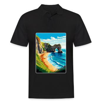 Durdle Door England Uk Reise Poster Souvenir WPA - Männer Poloshirt - Schwarz - Vorne - Kai (181cm)