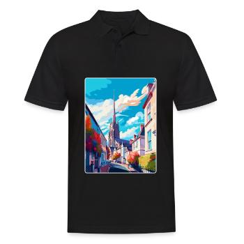 Truro England UK Vintage Reiseposter Wandkunst - Männer Poloshirt - Schwarz - Vorne - Kai (181cm)