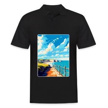 Eastbourne Sussex Vintage Reiseposter Souvenir - Männer Poloshirt - Schwarz - Vorne - Kai (181cm)