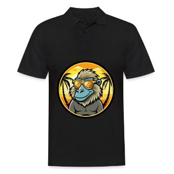 Pavian Lustige Cartoon Sommer Strand Sonnenbrille Cool - Männer Poloshirt - Schwarz - Vorne - Kai (181cm)