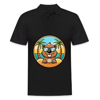 Biber Lustige Cartoon Sommer Strand Sonnenbrille Cool - Männer Poloshirt - Schwarz - Vorne - Kai (181cm)