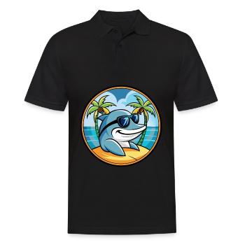 Dauphin Drôle Dessin Animé Plage D’été Lunettes De Soleil Cool - Polo Homme - noir - Devant - Kai (181cm)