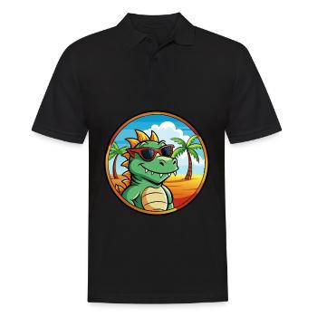 Drache Lustige Cartoon Sommer Strand Sonnenbrille Cool - Männer Poloshirt - Schwarz - Vorne - Kai (181cm)