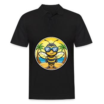 Bee Funny Cartoon Summer Beach Sunglasses Sticker - Men's Polo Shirt - black - Front - Kai (181cm)