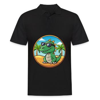 Dinosaurier Lustige Cartoon Sommer Strand Sonnenbrille - Männer Poloshirt - Schwarz - Vorne - Kai (181cm)