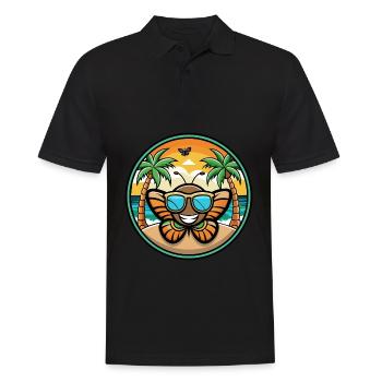 Schmetterling Lustige Cartoon Sommer Strand Sonnenbrille - Männer Poloshirt - Schwarz - Vorne - Kai (181cm)
