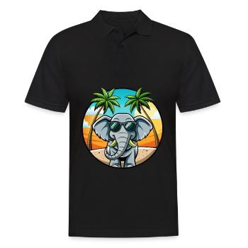 Elephant Funny Cartoon Summer Beach Sunglasses - Men's Polo Shirt - black - Front - Kai (181cm)