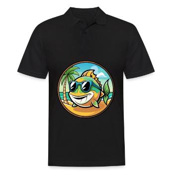 Poisson Drôle Dessin Animé Plage D’été Lunettes De Soleil Autocollant - Polo Homme - noir - Devant - Kai (181cm)
