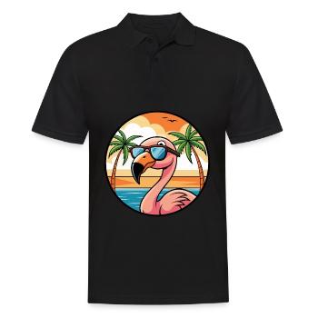 Flamingo Funny Cartoon Lunettes de soleil de plage d’été - Polo Homme - noir - Devant - Kai (181cm)