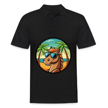 Pferd Lustig Cartoon Sommer Strand Sonnenbrille Cool - Männer Poloshirt - Schwarz - Vorne - Kai (181cm)