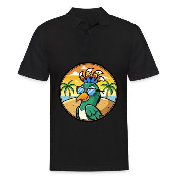 Pfau Lustige Cartoon Sommer Strand Sonnenbrille Cool - Männer Poloshirt - Schwarz - Vorne - Kai (181cm)