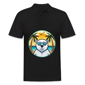 Polar Bear Funny Cartoon Summer Beach Sunglasses - Men's Polo Shirt - black - Front - Kai (181cm)