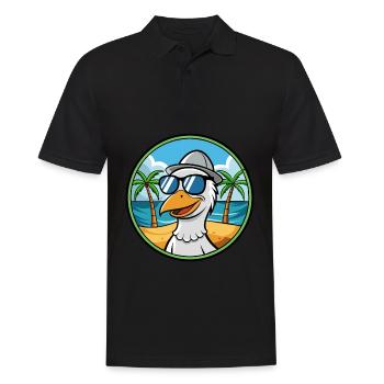 Gans Lustige Cartoon Sommer Strand Sonnenbrille Cool - Männer Poloshirt - Schwarz - Vorne - Kai (181cm)