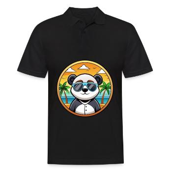 Panda Lustige Cartoon Sommer Strand Sonnenbrille Cool - Männer Poloshirt - Schwarz - Vorne - Kai (181cm)