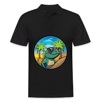 Eidechse Lustige Cartoon Sommer Strand Sonnenbrille Cool - Männer Poloshirt - Schwarz - Vorne - Kai (181cm)
