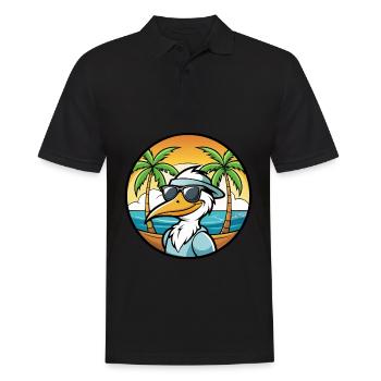 Pelikan Lustige Cartoon Sommer Strand Sonnenbrille Cool - Männer Poloshirt - Schwarz - Vorne - Kai (181cm)