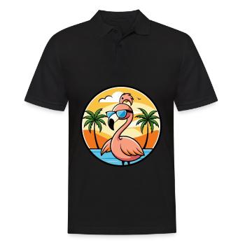 Flamingo Lustige Cartoon Sommer Strand Sonnenbrille - Männer Poloshirt - Schwarz - Vorne - Kai (181cm)