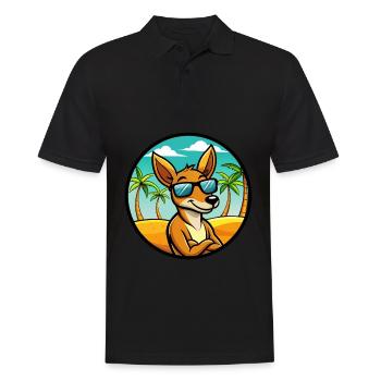 Kangaroo Funny Cartoon Summer Beach Sunglasses - Men's Polo Shirt - black - Front - Kai (181cm)