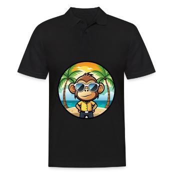 Affe Lustige Cartoon Sommer Strand Sonnenbrille Cool - Männer Poloshirt - Schwarz - Vorne - Kai (181cm)