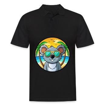 Koala Lustige Cartoon Sommer Strand Sonnenbrille Cool - Männer Poloshirt - Schwarz - Vorne - Kai (181cm)