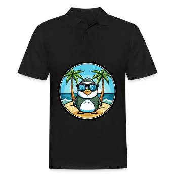 Pinguin Lustige Cartoon Sommer Strand Sonnenbrille Cool - Männer Poloshirt - Schwarz - Vorne - Kai (181cm)