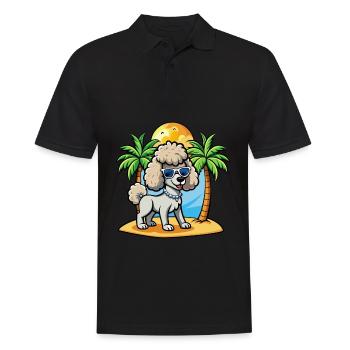 Caniche Chien Drôle Dessin Animé Plage De Plage Lunettes De Soleil - Polo Homme - noir - Devant - Kai (181cm)