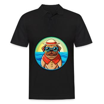 Pug Dog Funny Cartoon Summer Beach Sunglasses Cool - Men's Polo Shirt - black - Front - Kai (181cm)
