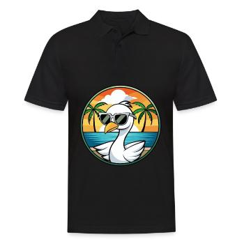 Schwan Lustige Cartoon Sommer Strand Sonnenbrille Aufkleber - Männer Poloshirt - Schwarz - Vorne - Kai (181cm)