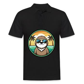 Sloth Funny Cartoon Summer Beach Sunglasses Cool - Men's Polo Shirt - black - Front - Kai (181cm)