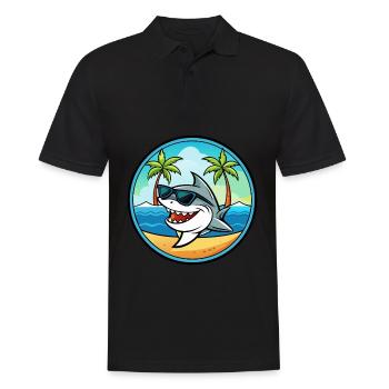 Requin Drôle Dessin Animé Plage D’été Lunettes De Soleil Cool - Polo Homme - noir - Devant - Kai (181cm)