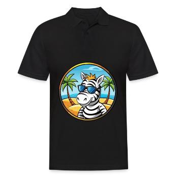 Zebra Funny Cartoon Summer Beach Sunglasses Cool - Men's Polo Shirt - black - Front - Kai (181cm)