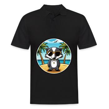 Badger Funny Cartoon Summer Beach Sunglasses Cool - Men's Polo Shirt - black - Front - Kai (181cm)