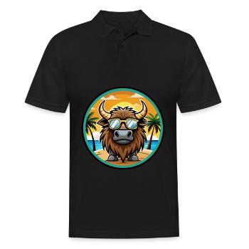 Bison Funny Cartoon Summer Beach Sunglasses Cool - Men's Polo Shirt - black - Front - Kai (181cm)