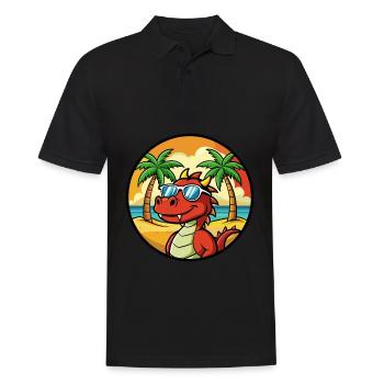 Drache Lustige Cartoon Sommer Strand Sonnenbrille Cool - Männer Poloshirt - Schwarz - Vorne - Kai (181cm)