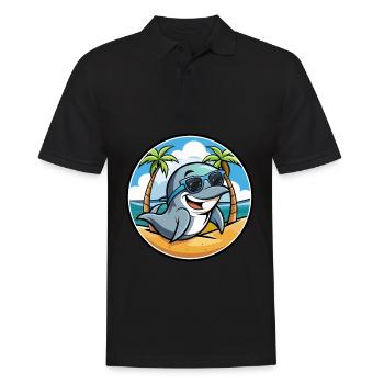Dauphin Drôle Dessin Animé Plage D’été Lunettes De Soleil Cool - Polo Homme - noir - Devant - Kai (181cm)