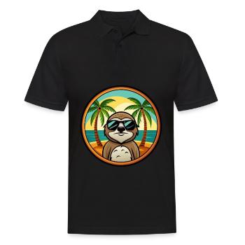 Sloth Funny Cartoon Summer Beach Sunglasses Cool - Men's Polo Shirt - black - Front - Kai (181cm)