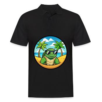 Schildkröte Lustige Cartoon Sommer Strand Sonnenbrille Cool - Männer Poloshirt - Schwarz - Vorne - Kai (181cm)