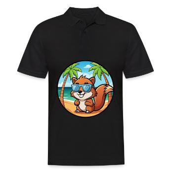 Squirrel Funny Cartoon Summer Beach Sunglasses - Men's Polo Shirt - black - Front - Kai (181cm)