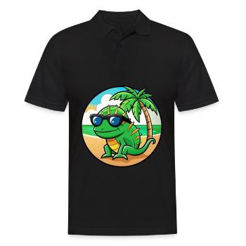 Chamäleon Lustige Cartoon Sommer Strand Sonnenbrille - Männer Poloshirt - Schwarz - Vorne - Kai (181cm)