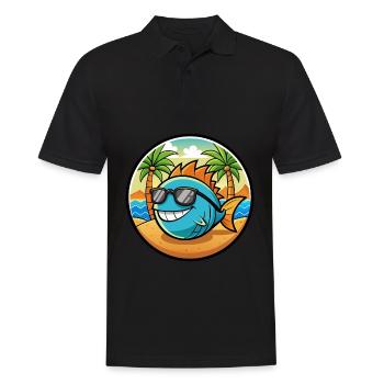 Poisson Drôle Dessin Animé Plage D’été Lunettes De Soleil Autocollant - Polo Homme - noir - Devant - Kai (181cm)