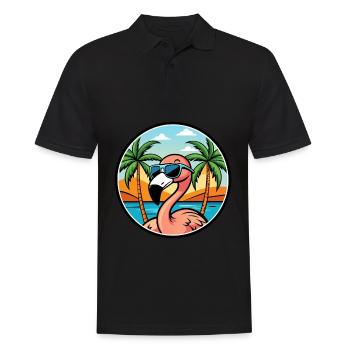 Flamingo Funny Cartoon Lunettes de soleil de plage d’été - Polo Homme - noir - Devant - Kai (181cm)