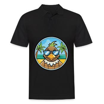 Wachtel Lustige Cartoon Sommer Strand Sonnenbrille Cool - Männer Poloshirt - Schwarz - Vorne - Kai (181cm)